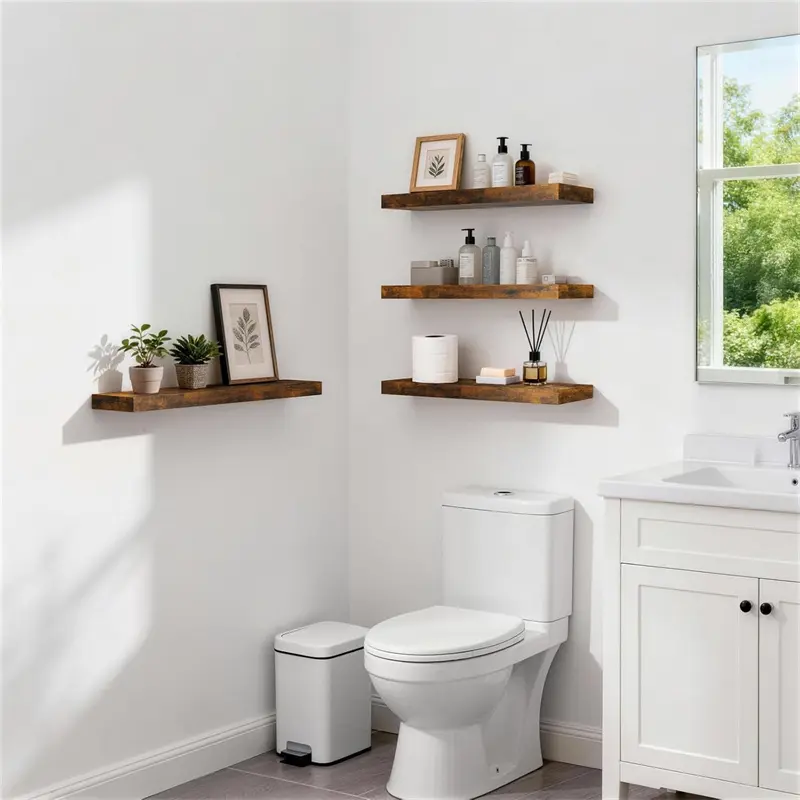 Instantly Upgrade Your Walls!  2-Pack Rustic Floating Shelves, 22.5" Long, Holds 22lbs Each – Perfect for Farmhouse Decor, Bathroom Storage, Kitchen Spices & More!