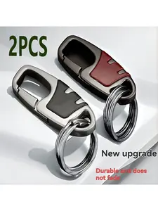 2PCS Luxury Keychain for Men Women Waist Hanging Car Key Ring Business Key Holder Couple Pendant Double Loop Keychain
