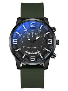 New Men's Watch with 3D Digital Dial, Blue Light Glass Silicone Band, Luxury Quartz Watch, Stylish Men's Wristwatch