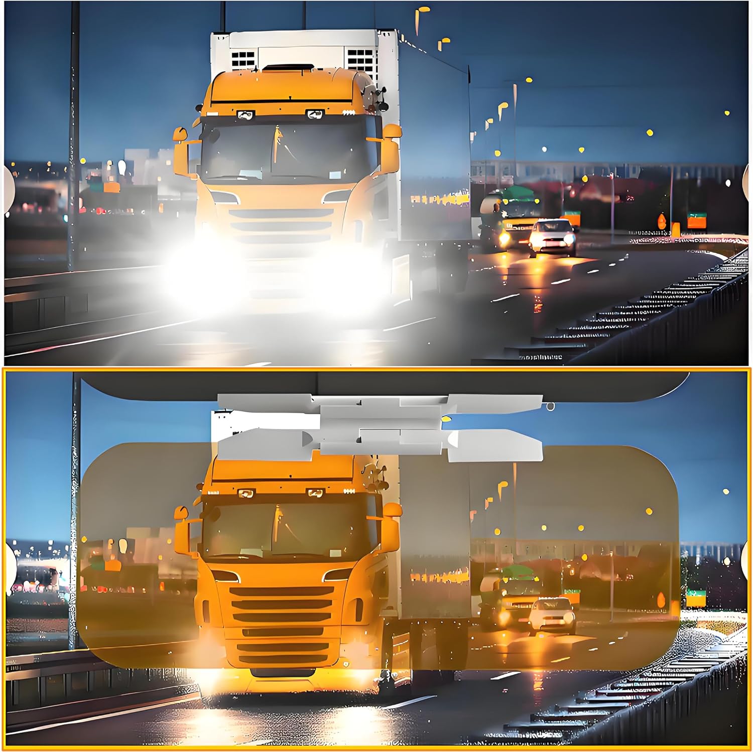 Car Visor 2 in 1 Day and Night Anti-Glare, Automobile Sun Anti-UV Block Visor, Non Glare Anti-Dazzle Sunshade Mirror Goggles Shield for Driving Goggles, Windshield Visor (Two Color 1 Pack)