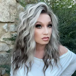 AISOM Mila-Iced Blonde Water Wave Free Part Lace Front Wig 16 Inche Low Density Heat Friendly Synthetic Glueless Wig Natural Looking