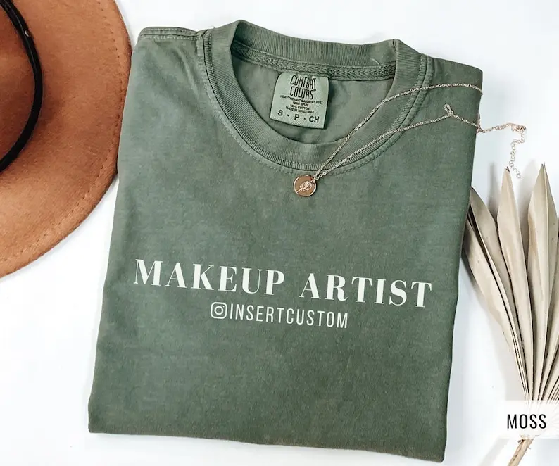 Custom Makeup Artist Shirt, Personalized MUA Tee, Gift for MUA, Makeup Artist Gift, Cosmetologist Shirt, Custom Instagram, Comfort Colors