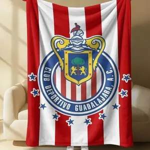 Club Deportivo Guadalajara Fleece Blanket, Official Chivas Team Design, Cozy Plush Throw for Bedroom Living Room, Perfect Gift for Soccer Fans