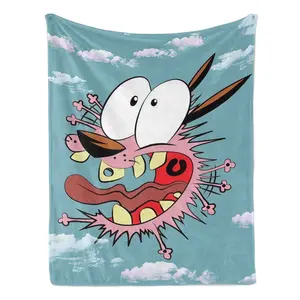 Courage The Cowardly Dog Pink Throw Blanket - Soft, Cozy & Lightweight Plush Cartoon Cover for Sofa or Bed | Funny Y2K Nostalgia Warm Gift for Birthday & Christmas