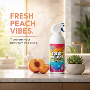 Foam toilet cleaning mousse that doesn’t require rinsing — a household bathroom essential that removes hard water stains, limescale, and toilet odors pipe