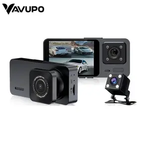 3-Channel Car DVR, Car DVR with 2 Inch IPS Screen, Car Black Box Recording Camera, Wide Angle Dashboard Camera Recorder, Triple Dashcam, Car Electronics