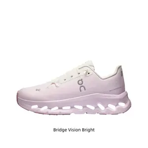 Pink-Purple Gradient Lightweight Cushioned Running Shoes, Breathable Knit Upper with Hollow Cloud-Tech Midsole