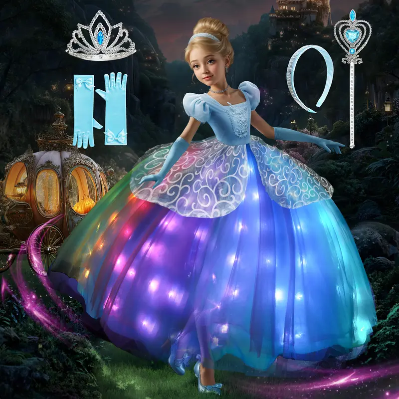 Light-Up Yellow Princess Dress for Girls Halloween Christmas - TikTok Shop