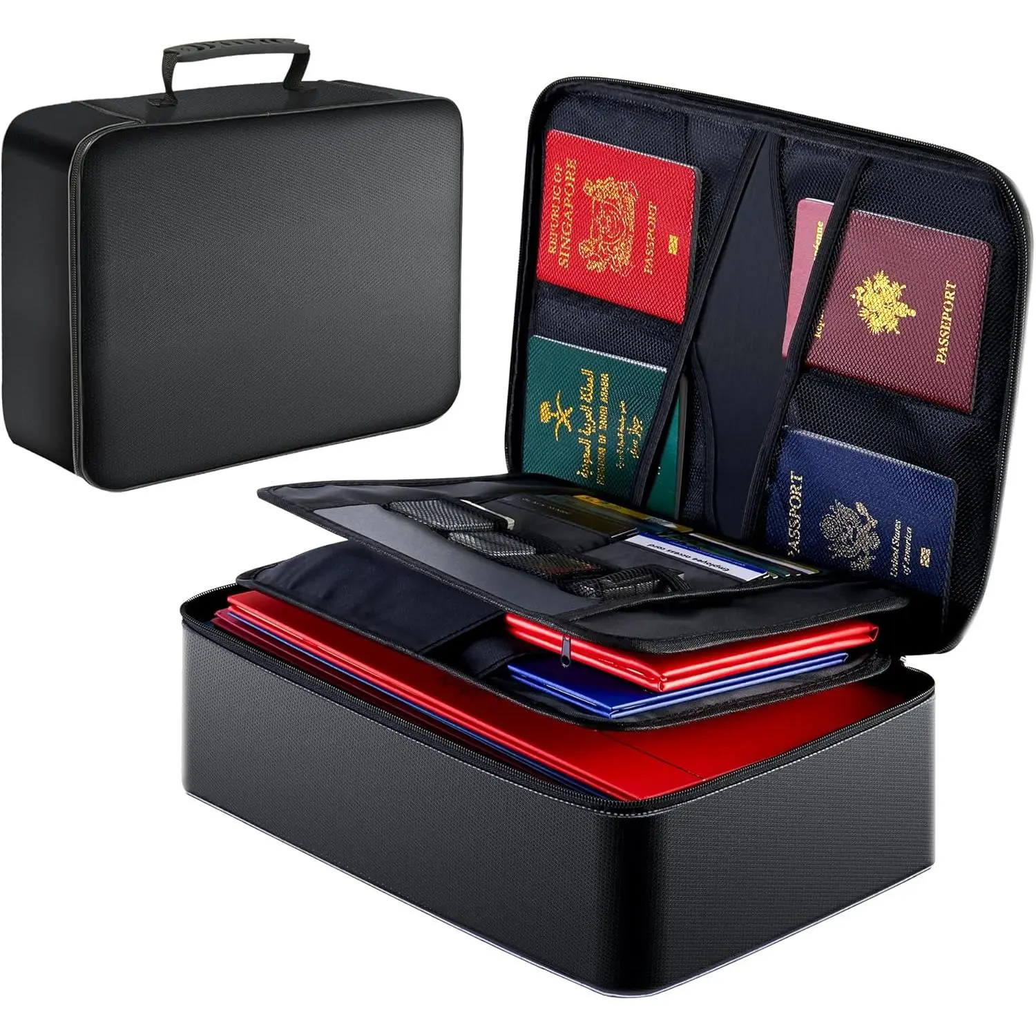 GIANTLUMl 5200?F Fireproof Document Box with Lock,Safe Fireproof Document Bag for &Office,Important Documents Organizer,Safety Storage Box ,8 Layers File Organizer,Portable Travel Safe