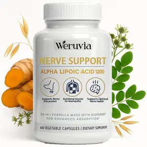 Nerve Support and Peripheral Neuropathy Support Supplement with 1,200 mg of Alpha Lipoic Acid (ALA), Benfotiamine, L-Carnitine, and Turmeric