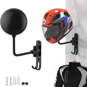 Motorcycle Racing Suit Helmet Hanging Wall Mount Device, 180° Rotating Helmet Holder, Durable & Secure Fit Design
