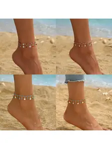 Beach blue zirconium water droplet chain - Luxurious and niche vacation style shell-shaped pendant bracelet