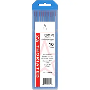 2% Thoriated TIG Welding  Electrodes 1/8"x7" 10-Pack