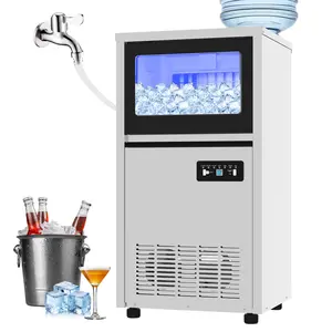 130LBS/24H Commercial Ice Maker Machine, 36LBS Storage Capacity, Dual Water Inlet Mode, Freestanding Under Counter Ice Machine with LED Display Self-Cleaning Design, ETL Certified Portable Ice Maker for Home Bar Kitchen Restaurant Business Use