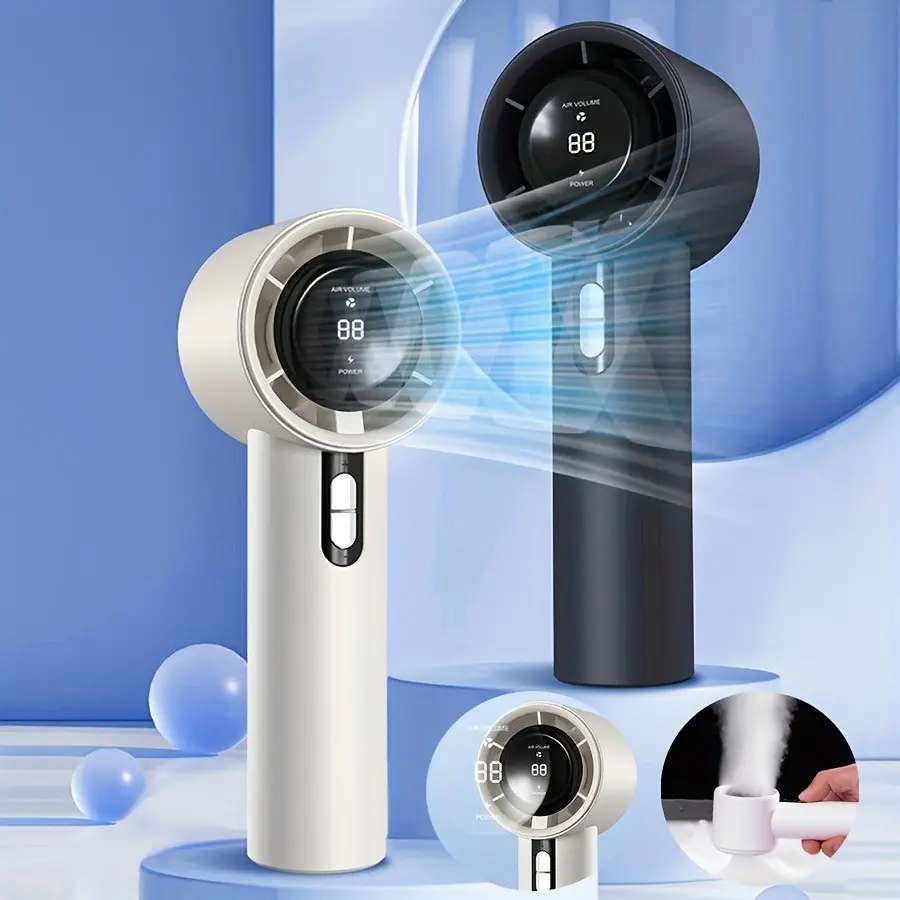 Portable Handheld Turbo Fan, 100 Speed Adjustable, High-Speed Brushless Motor, Digital Display, USB Rechargeable, Mini Personal Fan, USB Cooling Fan, Adjustable Speeds Fan