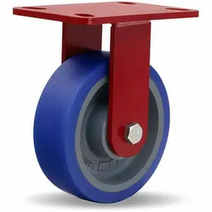 Hamilton Caster 6" Diam x 2" Wide x 7-3/4" OAH Top Plate Mount Rigid Caster Polyurethane, 960 Lb Capacity, Precision Sealed Bearing, 4-1/2 x 6-1/2" Plate R-HS-6SPB