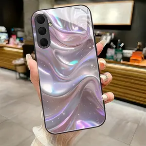 Iridescent Silk Dream  2D pattern Black Frame Glass Protective Phone Case Protection suitable for Samsung Galaxy S23 S23FE S23Plus S23ULTRA 5G New style phone case Smartphone Case, Mobile Accessory, Stylish Case,ideal holiday gift