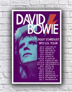 [Sale off up to 35%] David Bowie 1972 Ziggy Stardust Tour Dates 12 x 18 Promo Concert Cardstock Poster [No frame, Free Ship]