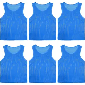Set of 6 Mesh Practice Jersey Scrimmage Vest Team Football Soccer Training Bibs for Sports Adult Child Youth