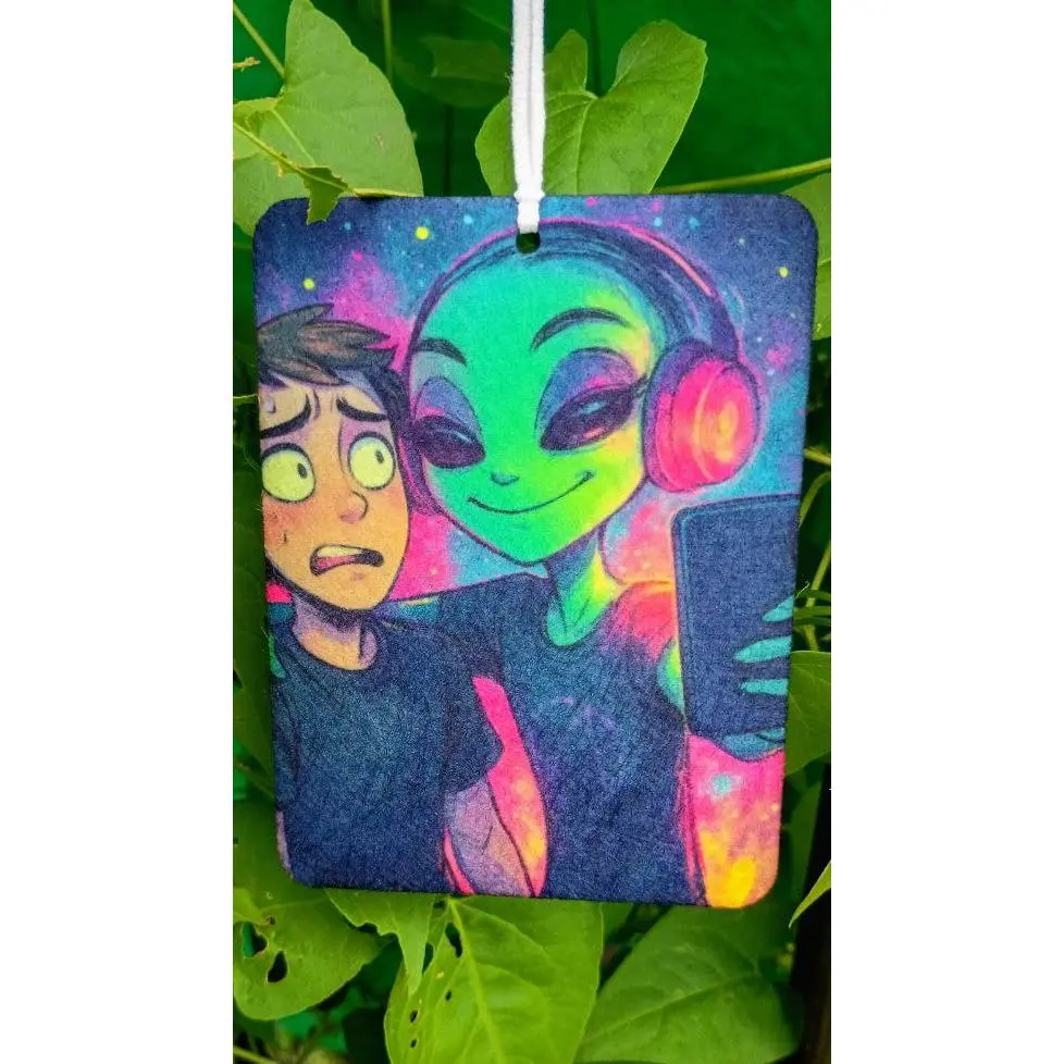 Percy the Alien Handmade Reusable Car Air Freshener - Double-Sided, Add Your Own Fabric Spray Scent, Suitable for Small Rooms & Car Interiors, Allow to Dry After Refilling, Add Your Own Scent