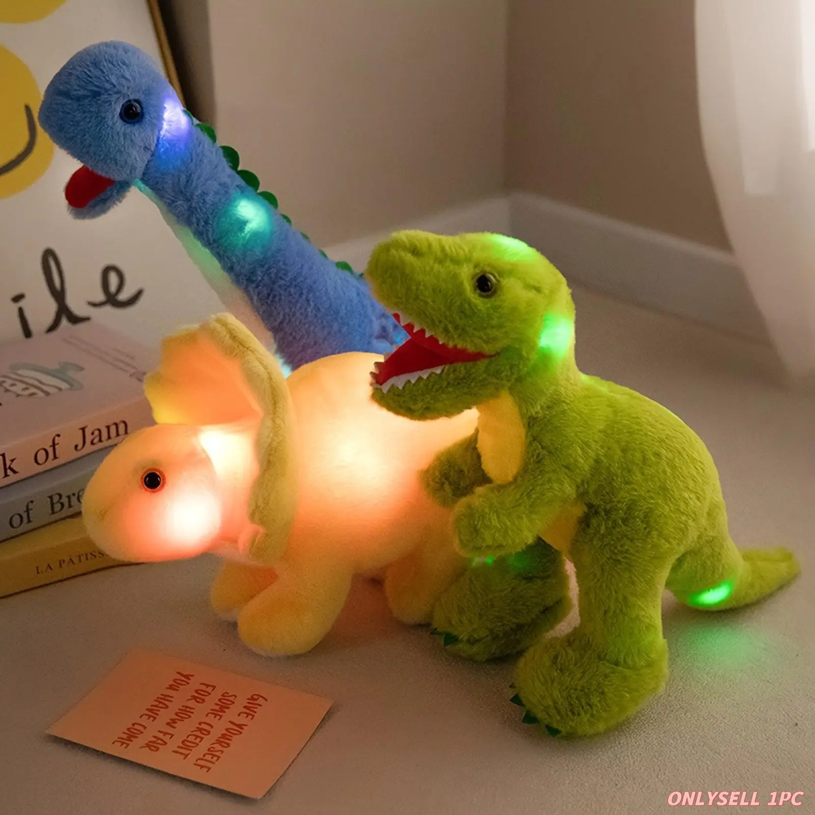 Glow-in-the-dark dinosaur plush toys – Triceratops, Brachiosaurus and Tyrannosaurus Rex – soft and cuddly, Soft Huggable, perfect for youngsters – ideal gift for dinosaur lovers – Soft Stuffed Animal