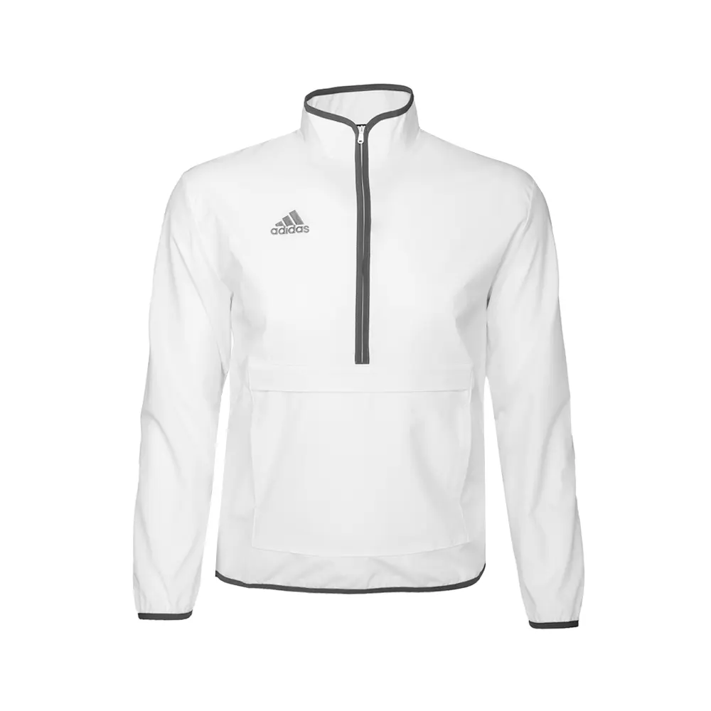 adidas Mens Coach Long Sleeve 14 Quarter Zip Athletic Outerwear Casual - White