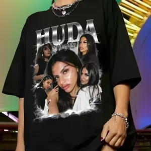 Vintage Unisex HUDA Shirt Love Island Graphic Print Streetwear Top Casual Cotton Fabric Breathable Personalized Stylish Women's Wear