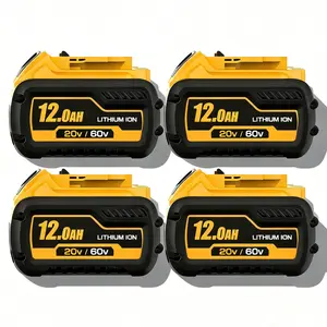 4-Pack 20V/60V FlexVolt 12.0Ah Lithium Battery with LED Indicator Fits DCB606 Series Dual-Voltage Compatible