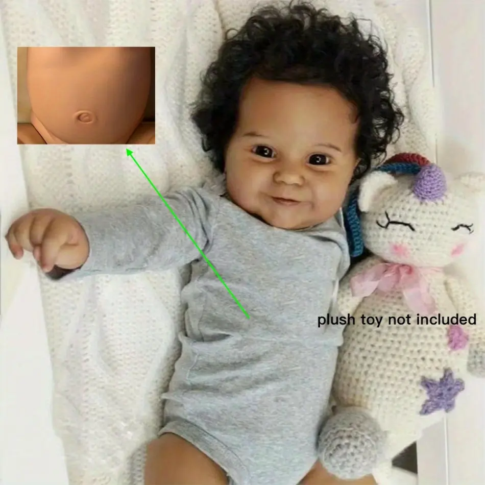 GUESSBELLY 50cm Full Vinyl Body Reborn Baby Black Skin Doll Bath Toy Maddie 20inch Alive Smiling Newborn Baby Toddler Girl Lifelike Birthday Gift
