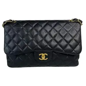 Pre-owned CHANEL Leather Shoulder Bags Black Jumbo Classic Double Flap Shoulder Bag