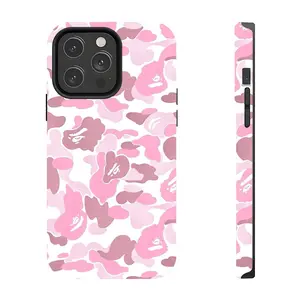 Pink camouflage ape head phone case suitable for iPhone 17-11 Pro Max/Plus and Samsung Galaxy S23-25