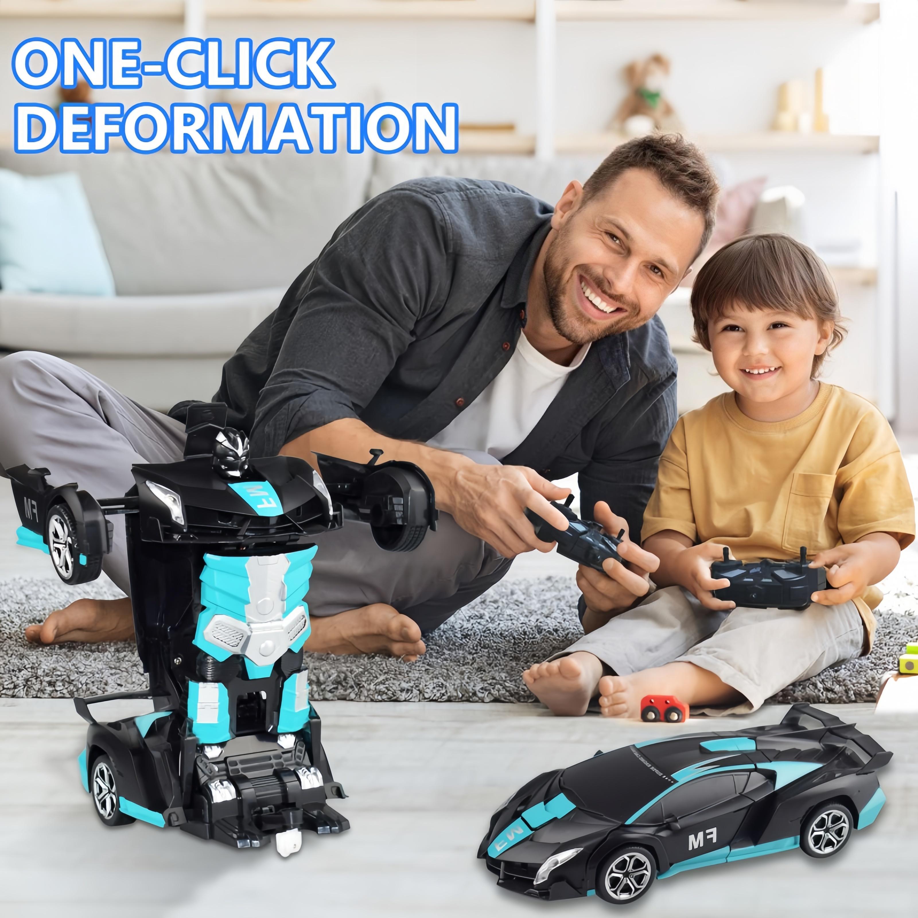 One-Button Transforming Robot Car Toy with LED Light & Sound Stunts – 360° Omnidirectional Stunt Vehicle for Boys Girls Age 3+ – Remote Control Deformation Truck, Educational STEM Christmas Birthday Gift for Kids