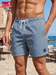 Men's Regular Fit Printed Beach Shorts, Casual Comfy Breathable Shorts for Summer, Men's Bottoms for Beach Vacation，Men's loose-fitting boxer shorts,Men's loose swimming trunks,men's swim trunks,Seersucker fabric Beach Shorts
