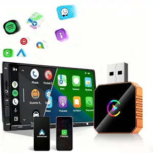 2026 CarPlay wireless CarPlay adapter for iPhone/Android, Orange,fast connection, no delay, hands-free calls, wireless adapter, electronic charger, CarPlay adapter