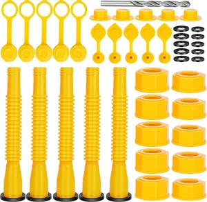 Gas Can Spout Replacement, Gas Can Nozzle, (5 Kit-Yellow) Flexible Pour Nozzle Suitable for  1/2/5/10 Gal Oil Cans,  Can Spout Replacement