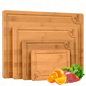 Premium Kitchen Cutting Board Set 3/5-Piece Organic Bamboo, Deep Carbonized with Juice Groove