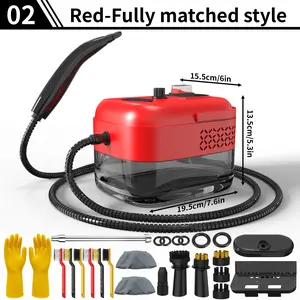 Household portable handheld steam engine with handle to control steam output. Diverse accessories, complete functions, simple and convenient to use, suitable for various scenarios such as kitchens, cars, dirty floors, bathrooms, crevices, etc