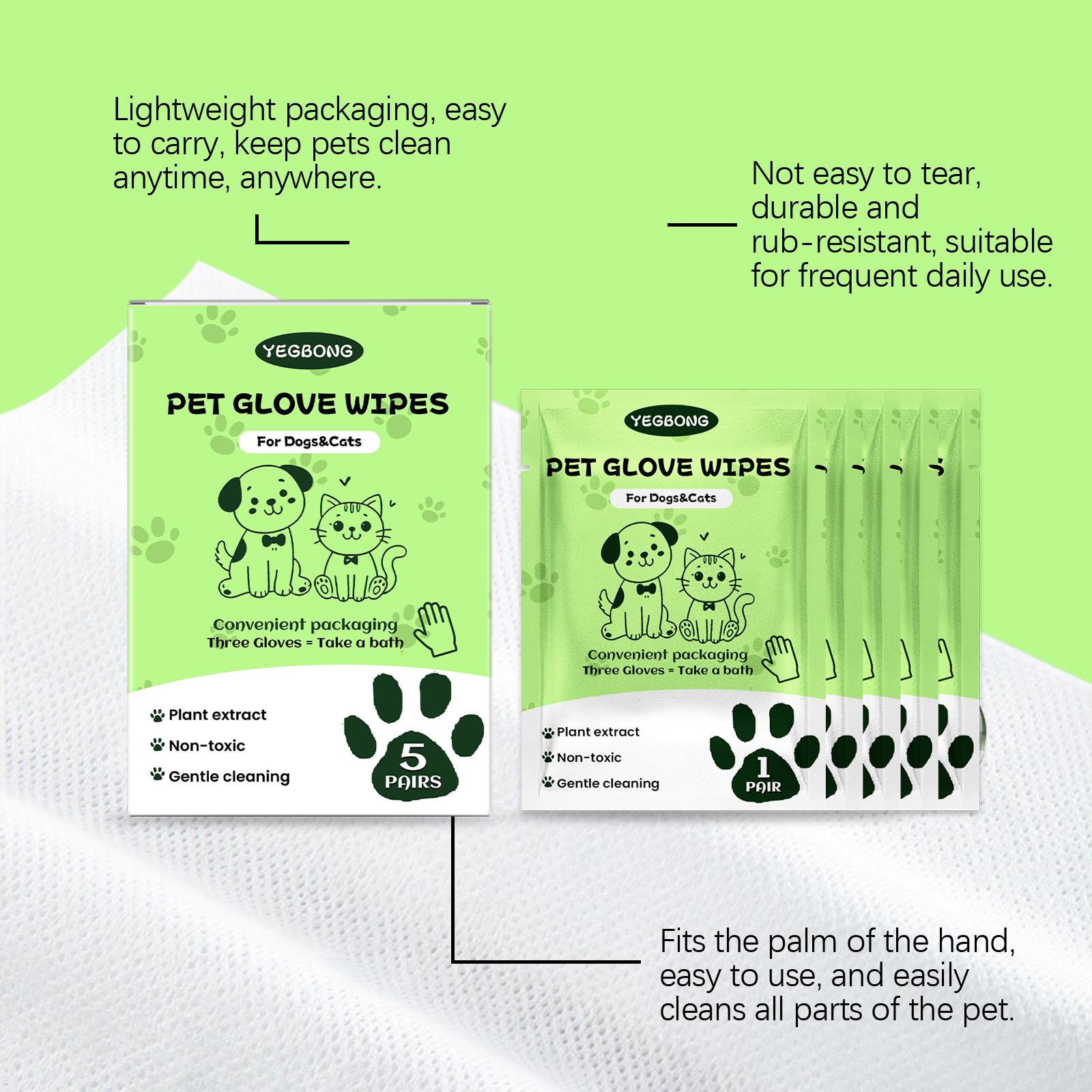 Pet Cleaning Disposable Gloves - Non-Soap Cleaning Gloves for Removing Dirt and Odors from Cats and Dogs' Bodies