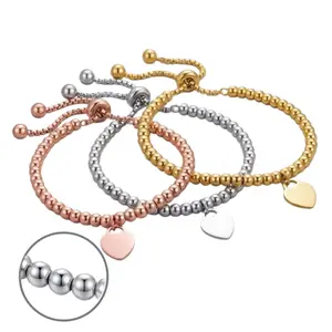 3-Color Heart-Shaped Adjustable Bracelet - Elegant Costume Jewelry Bracelet for Daily Wear