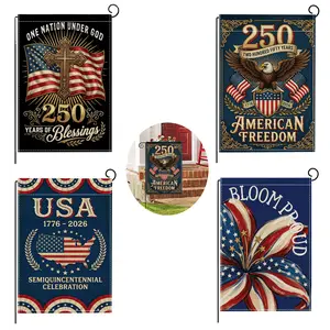 250th Anniversary 4th of July Garden Flags, Multi-Styles Patriotic Independence Day Yard Flags, Double Sided American Flag for Fourth of July Outdoor Decorations, 12.5 x 18.5 Inch