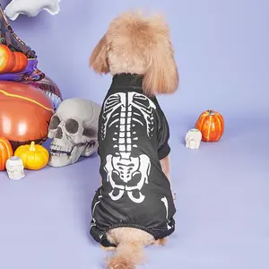 Skeleton Print Pet Jumpsuit, Cute Pet Costume, Pet Clothes for Small Dogs, Doggie Cosplay Clothes, Cat Pet for Festival Theme Pajamas, Halloween