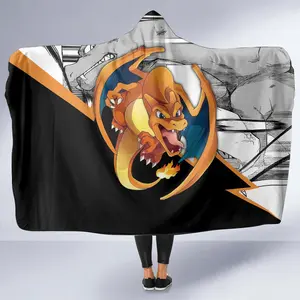 Charizard Pokemon 3D Hooded Blanket, 3D Pokemon Throw Blanket, Fleece Inside Hooded Blanket, Mother's Day Gifts