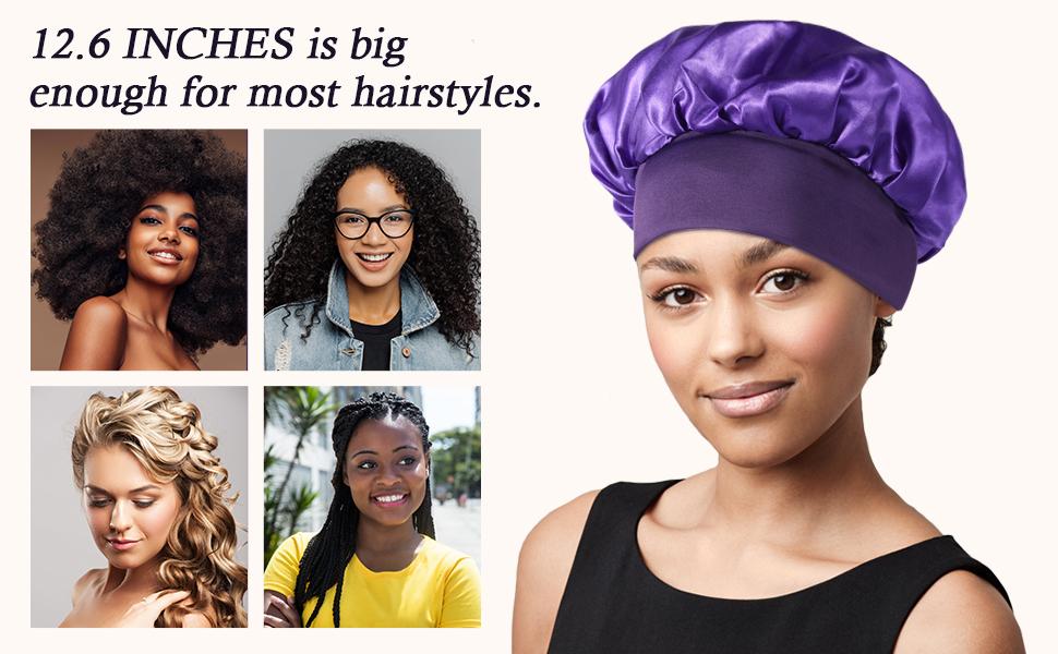 4Pcs Satin Silk Hair Bonnet for Sleeping – Wide Elastic Band Sleep Cap