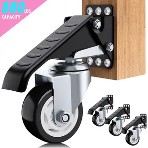 Workbench Casters kit 880 Lbs - Retractable Casters Heavy Duty Bench Caster Wheels Designed for Workbenches Machinery & Tables, 4 Pack