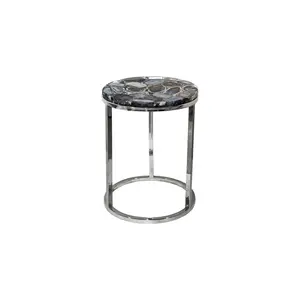 Shimmer Agate Accent Table - Silver