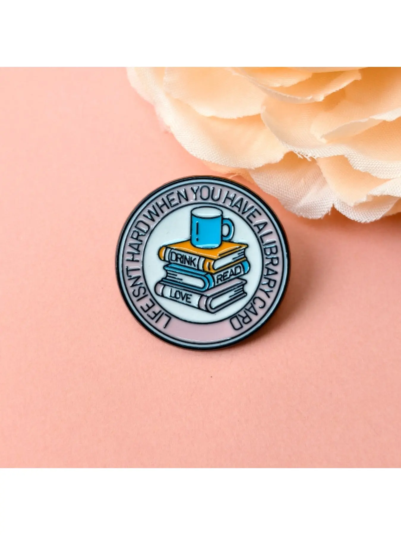 Library Card Book Lover Badge Enamel Pin Brooch Pins Brooches Coffee & Book Reading Accessory Lapel Pin for Backpacks Jackets Perfect Gift for Bookworms & Students Emblem Badge Decoration