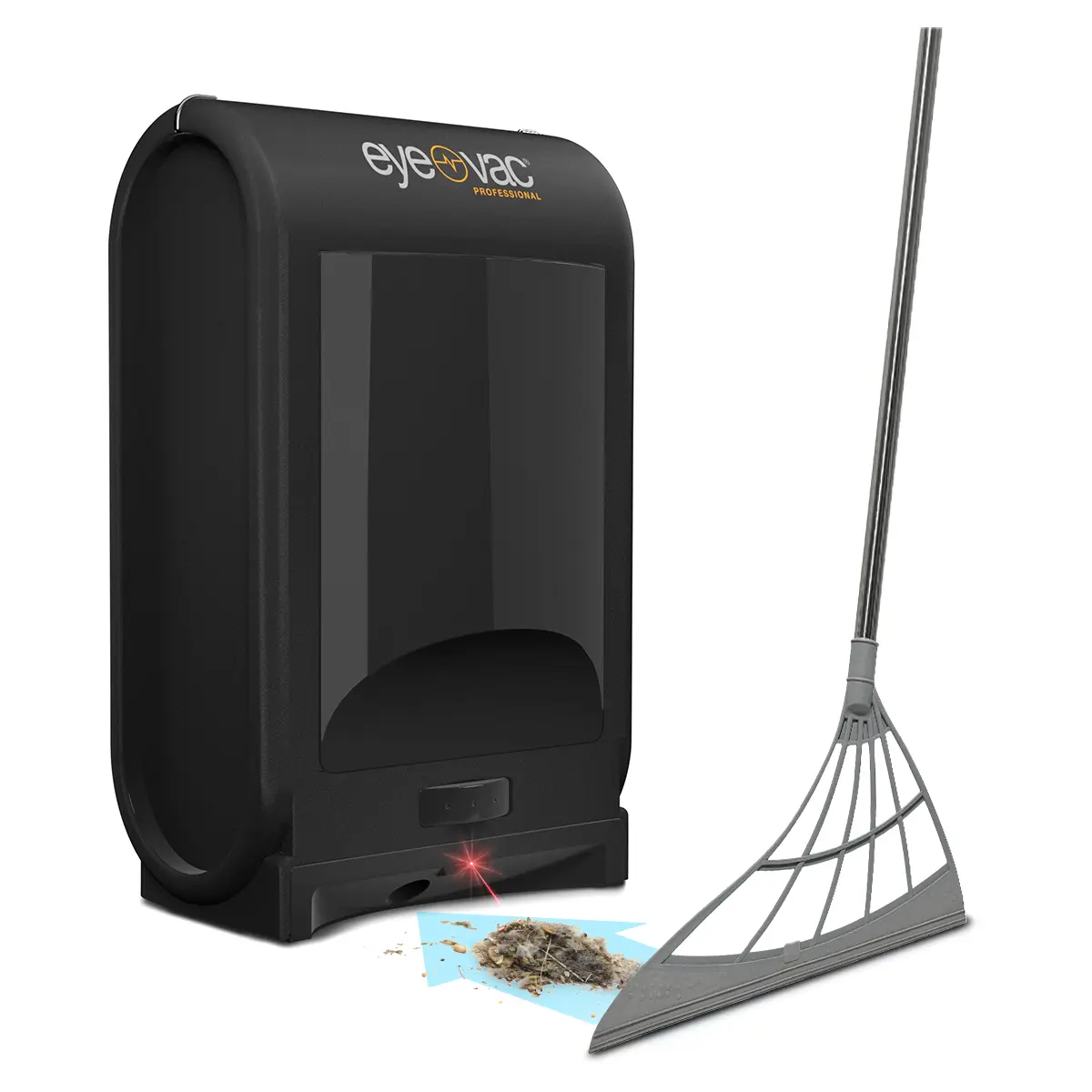 EyeVac Pro & Squeegee Broom Bundle - Touchless Vacuum Automatic Dustpan - Squeegee Multisurface Sweeping - Great for Salon Pet Hair Dirt, Corded Canister Vacuum, Bagless, 1400 Watt
