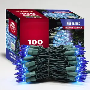 Green Wire,Blue Incandescent Bulb 100 Mini String Lights for Indoor Christmas Tree Garland Birthday Wedding Party Festival Decoration