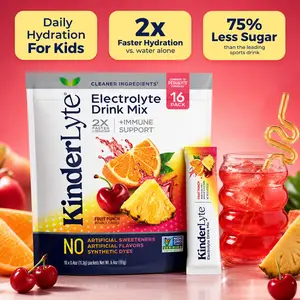 KinderFarms Kinderlyte - Electrolyte Powder Drink Mix for Kids & Adults – Rapid Hydration, Immune Support, Low Sugar, No Artificial Dyes, Clean Ingredients,  Daily Electrolytes, Hydration Packets (16 to 28 Count)