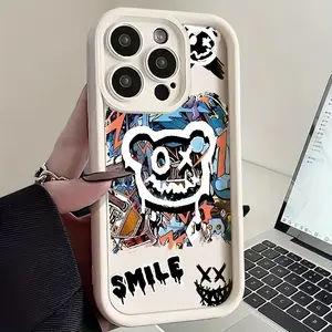 Suitable for iPhone 17 E Air Pro ProMax iPhone16 15 14 Plus 13 12 Mini 11 X XS XR, New Creative Fashion Pattern Liquid Silicone Soft Shell Phone Case, Lens Precision Hole Protection, Shock And Drop Resistant Silicone Integrated Phone Protective Case.